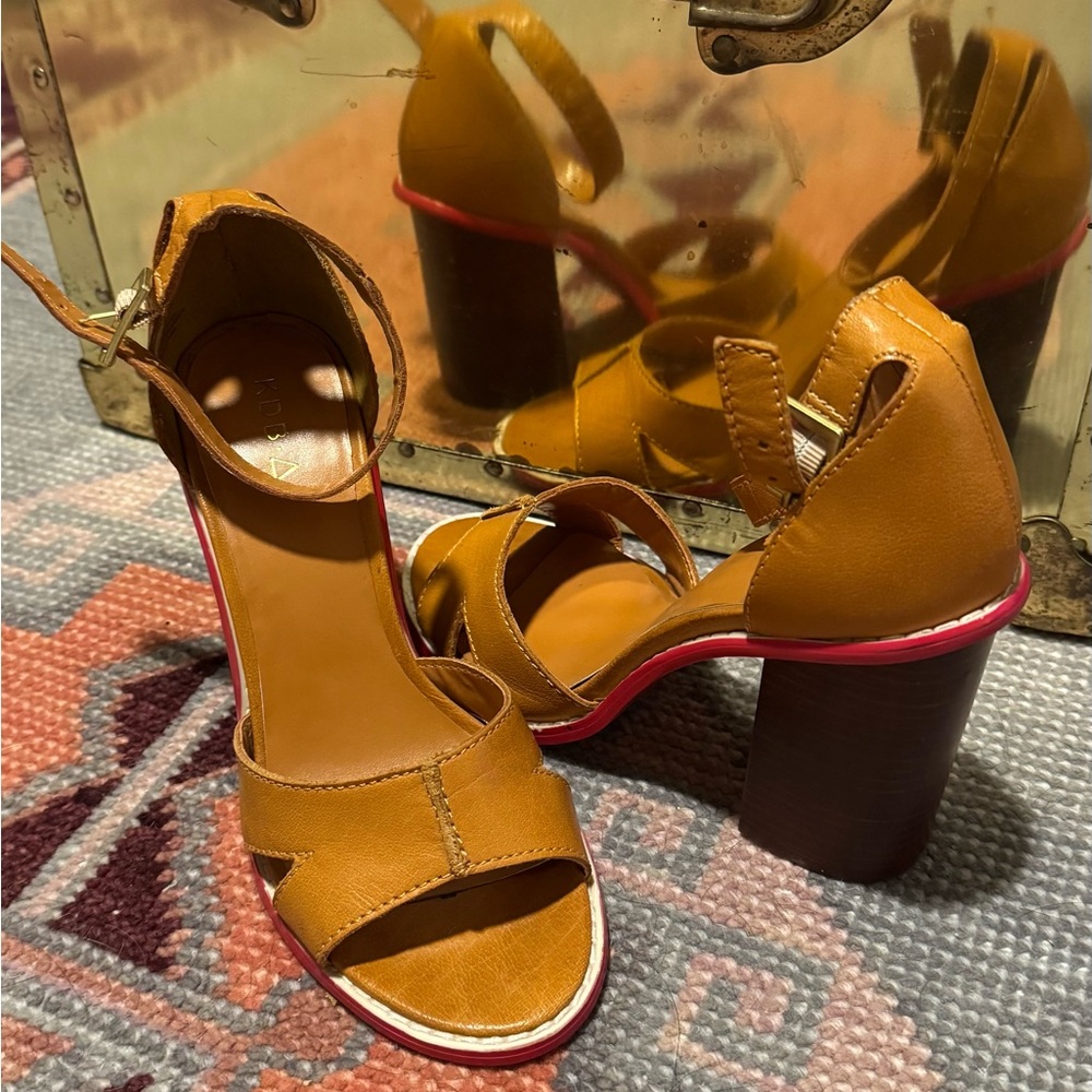 Leather Block Heel Sandals